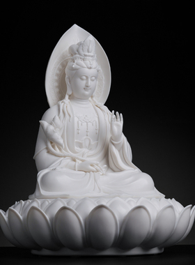 戴玉堂林弋新陶瓷摆件《莲座佛光大势至》菩萨佛像家用供奉工艺品