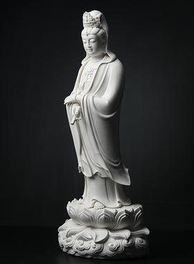 戴玉堂陶瓷摆件《祥云台莲大势至菩萨像》林建平装饰佛像供奉艺术