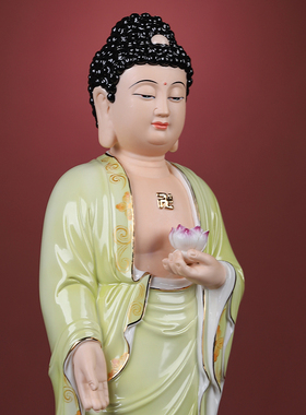 【感恩结缘优惠】《果绿彩西方三圣神像》佛像供奉家居装饰品