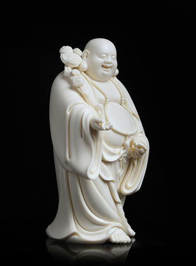 戴玉堂陶瓷林建胜《灵芝如意弥勒》非遗收藏商务送礼摆件家居饰品