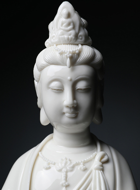 戴玉堂陶瓷摆件《青花一叶观音》周金田观世音菩萨佛像家居饰品