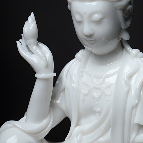 戴玉堂陶瓷摆件《普贤菩萨》德化白瓷兰全盛装饰客厅佛像家用供奉 - 图0