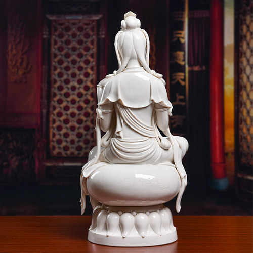 戴玉堂陶瓷摆件《静虑自在水月观音》郑金星佛像供奉家用艺术品 - 图3