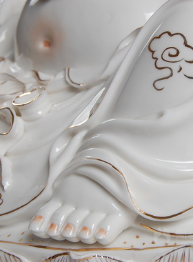 【感恩结缘优惠】《玉白金彩弥勒笑佛》弥勒佛佛像供奉家居饰品