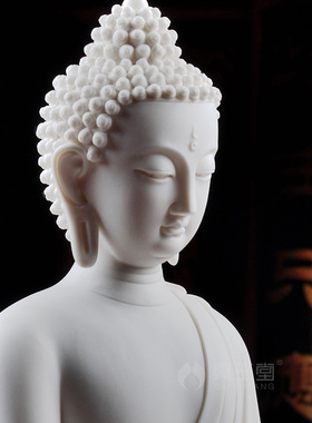 戴玉堂德化白瓷释迦牟尼佛佛像客厅供奉陶瓷释迦摩尼艺术品摆件