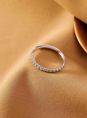 听雷999足银链条戒指简约ins