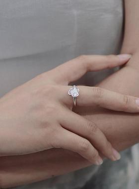 听雷S999纯银镂空蕾丝花朵戒指