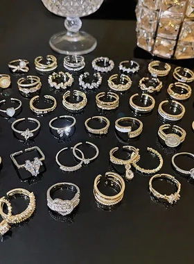 蝴蝶小众开口戒指设计感潮女轻奢微镶食指锆石戒指环ins素圈