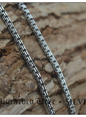 泰国原产925纯银项链 男女长短款配链方型双扣方框泰银链毛衣链