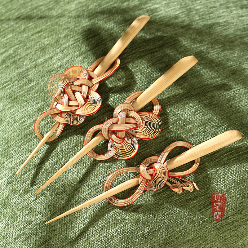 古风李子柒竹丝竹编发簪汉服发卡国风发饰中式配饰发夹竹簪子首饰,淘宝优惠券,粉丝福利购,淘宝优惠卷