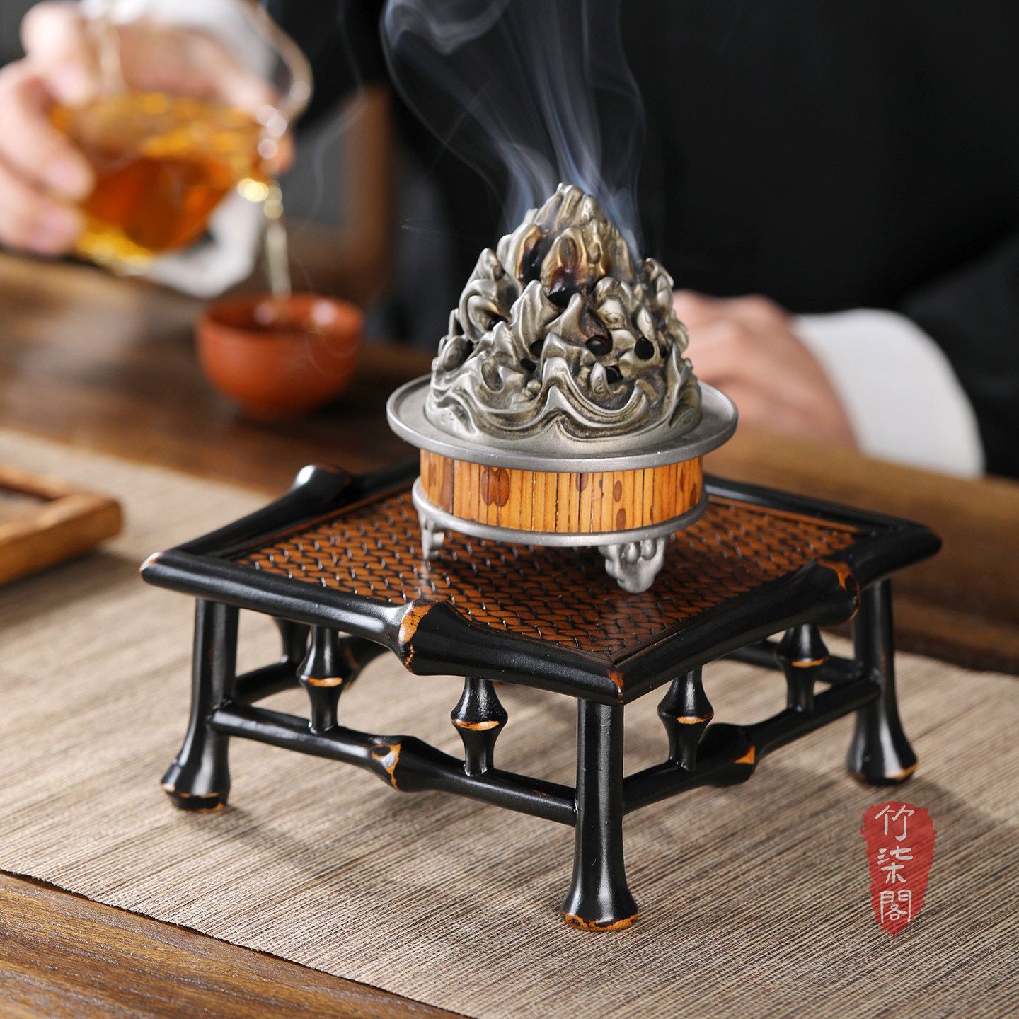 筇竹小茶台茶桌大漆竹编壶承桌面花架花台中式茶具收纳架子茶托,淘宝优惠券,粉丝福利购,淘宝优惠卷