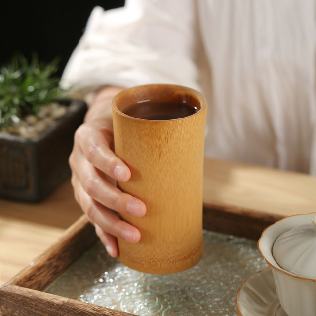 Hand polished old bamboo small tea cup water cup bamboo cup