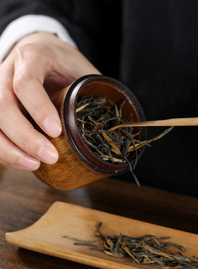 大漆红竹茶叶罐密封罐便携竹筒罐