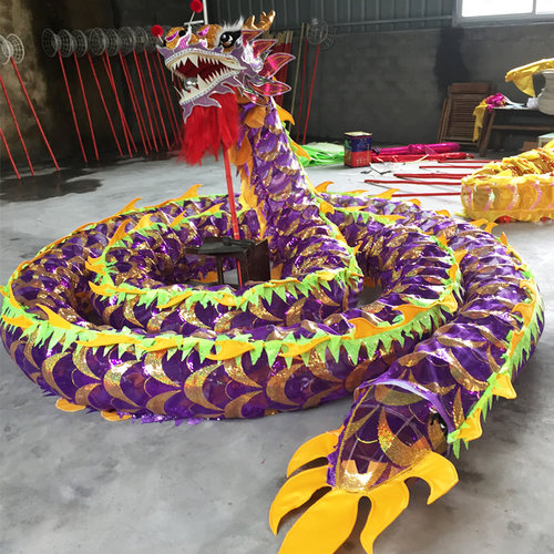 舞龙舞狮立体绣片网眼龙透风比赛龙训练龙 紫色龙女子龙最爱龙灯 - 图1