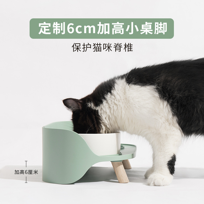 猫碗双碗狗碗猫食盆宠物碗高脚碗陶瓷碗骨瓷月半可调节水碗-图1