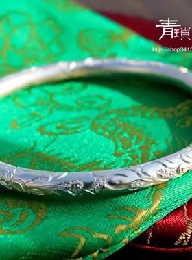 游园手镯999足银时尚女定制闭口