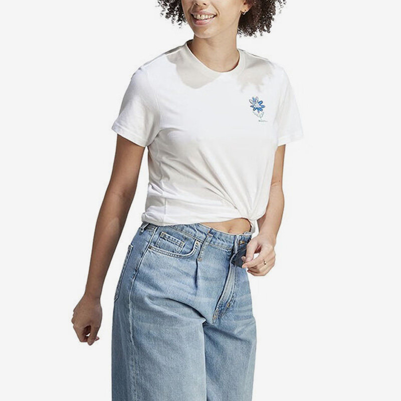 Adidas/阿迪达斯正品新款女子运动印花圆领短袖透气T恤IB4875 - 图0