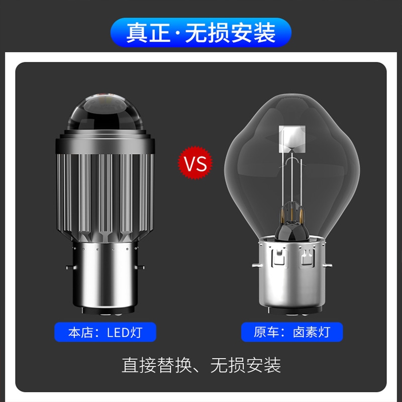 电动车灯led强光超亮摩托车射灯三轮车前转向灯12v80v通用自装灯 - 图1