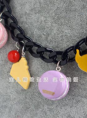 韩国饰品GRAIN de BEAUTE AZNAVOUR AZ正品 马卡龙蛋糕下午茶项链