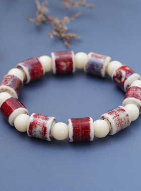 简约文艺复古中性陶瓷手串小花南瓜串珠小清新奶油风景德镇饰品