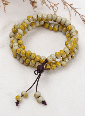 新款三圈叠戴手链简约民族复古风中国结流苏景德镇陶瓷手串