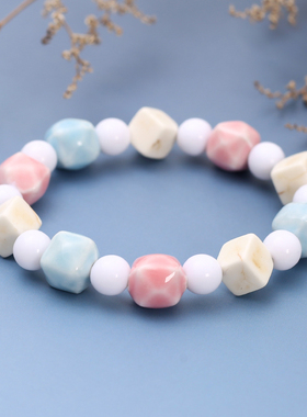 新款简约森系马卡龙陶瓷手链男女学生礼物景德镇陶瓷饰品手串