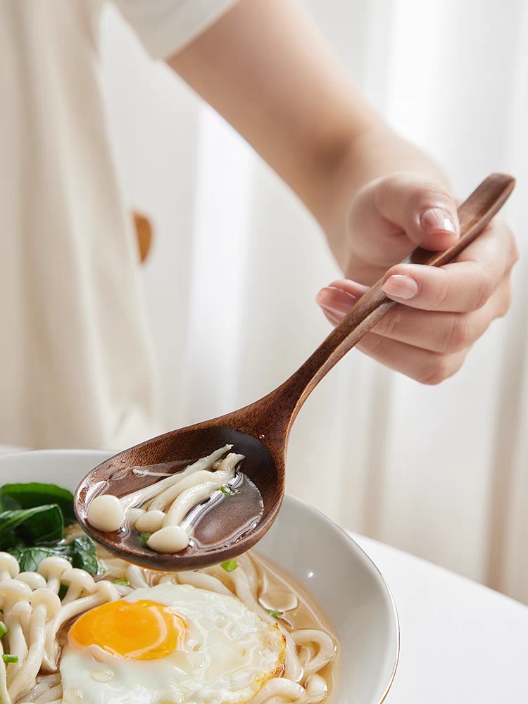 日式木勺吃饭家用调羹拌饭勺长柄大汤勺木质吃面喝汤勺子干饭勺 - 图2