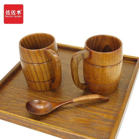 Vaso de agua, vaso de cerveza, vaso de leche con asa, de madera europea y americana