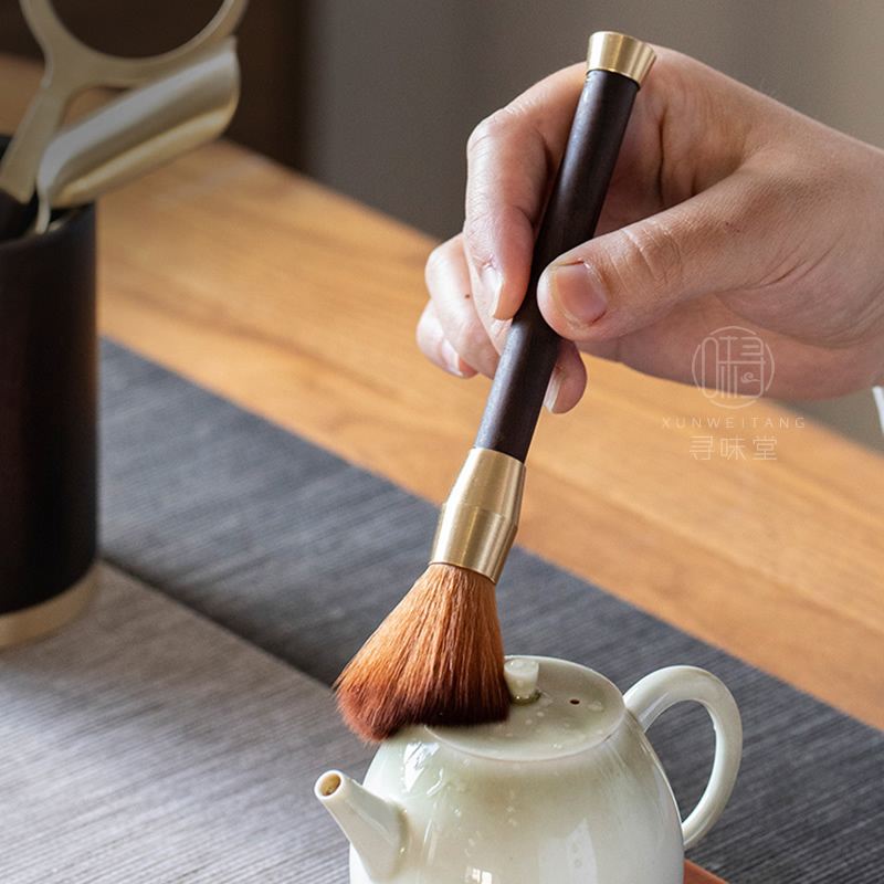 高档纯铜实木茶道配件｜铜木功夫茶具零配件套装茶夹茶刀茶笔杯叉