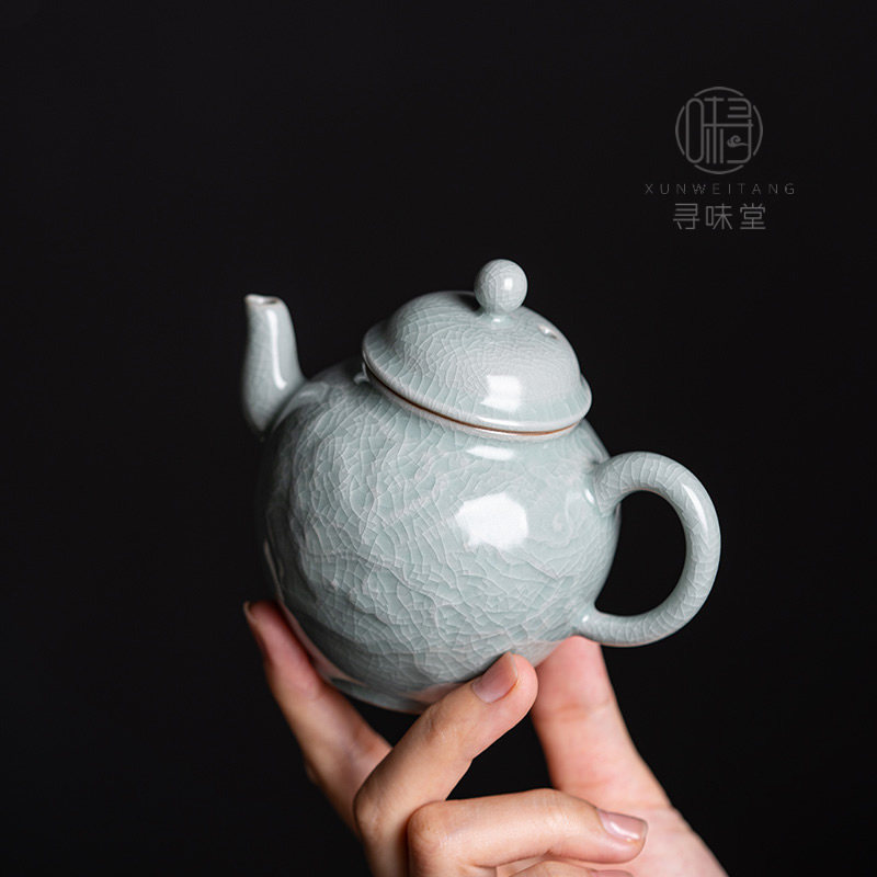特价促销  粉青汝窑茶壶单壶｜高档亮釉汝瓷复古家用陶瓷功夫茶具,淘宝优惠券,粉丝福利购,淘宝优惠卷