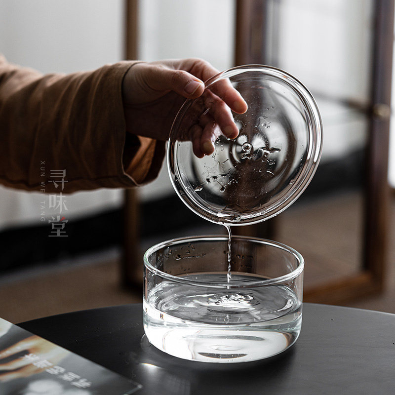 优质玻璃壶承建水｜茶壶托加厚耐高温茶水盂双层茶渣桶干泡茶具 - 图2