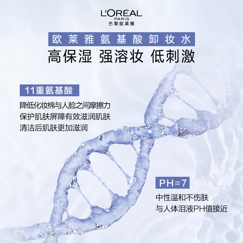 欧莱雅净润舒缓三合一卸妆水眼唇氨基酸温和深层清洁 - 图1