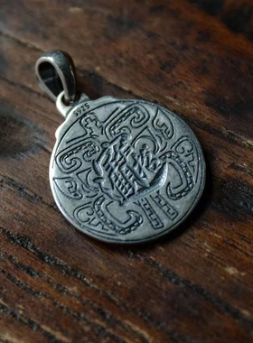 SAMTAO情侣项链S925银吊坠复古饰品民族风进宝饕餮纹个性小众男女