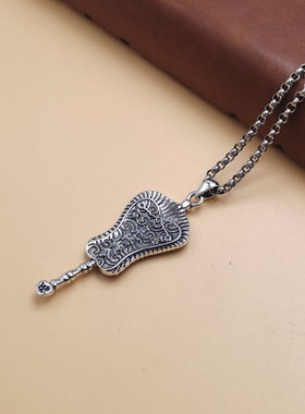 男女S925银做旧项链吊坠个性