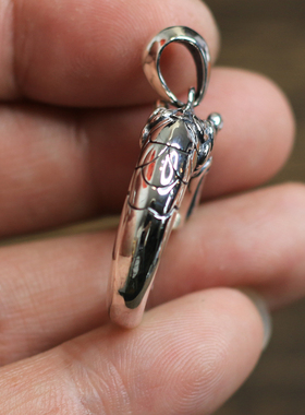 SAMTAO情侣项链吊坠S925银复古盘龙环个性小众民族风男女搭配挂件