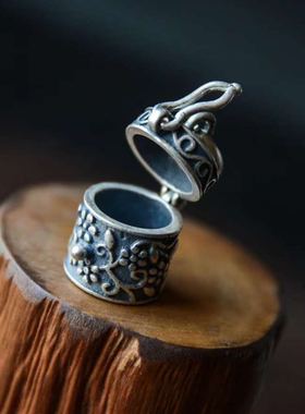 SAMTAO项链吊坠S925银民族风浮雕花嘎乌盒复古男女情侣挂件小众