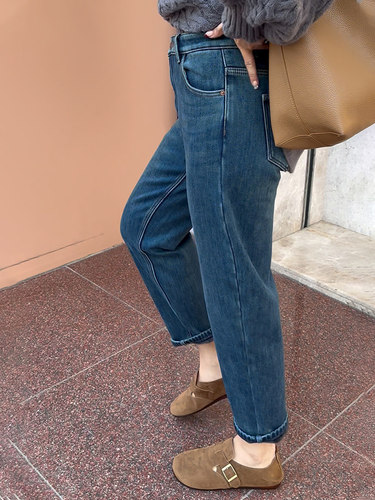 哈伦牛仔裤女大码胖妹妹宽松2024新款高腰遮胯显瘦百搭老爹萝卜裤 - 图1