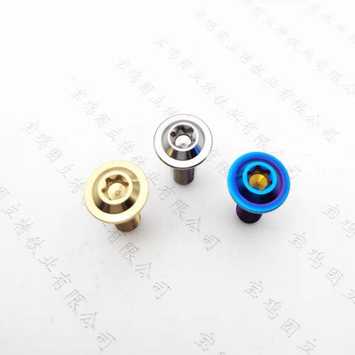 钛合金刹车盘螺丝M8薄飞碟头矮头全螺纹金色烧蓝电动摩托车改装 - 图0