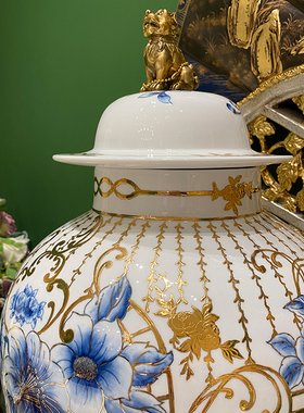 金色茱莉安法式客厅桌面陶瓷彩绘