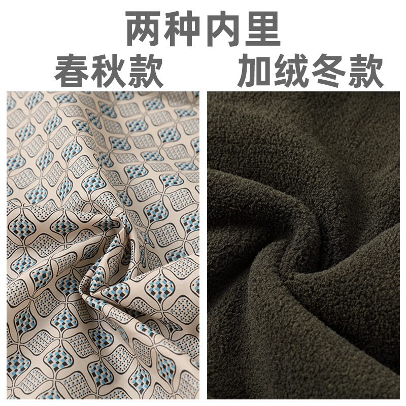 中老年男士翻领纽扣款上衣爸爸装春秋季宽松大码夹克纯棉休闲外套 - 图1