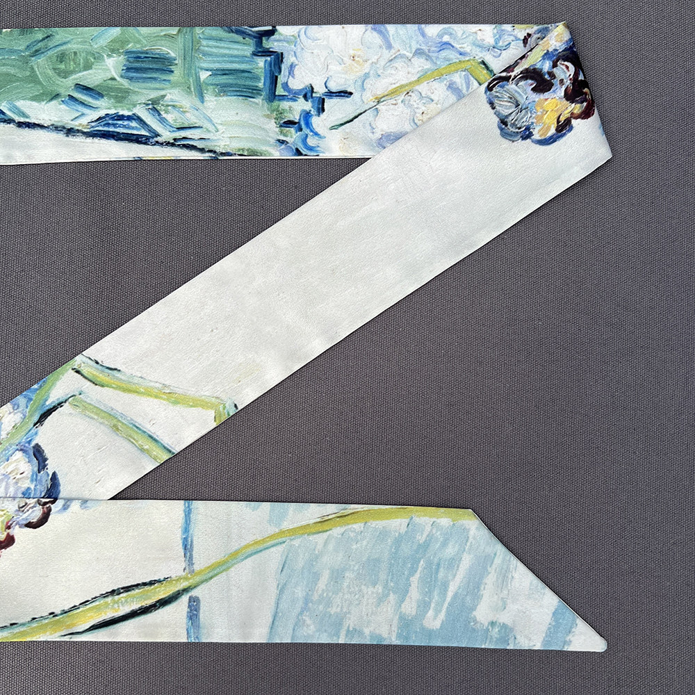 梵高油画花康乃馨玻璃飘带丝带百搭长条窄丝巾发带编发绕包绕耳机,淘宝优惠券,粉丝福利购,淘宝优惠卷