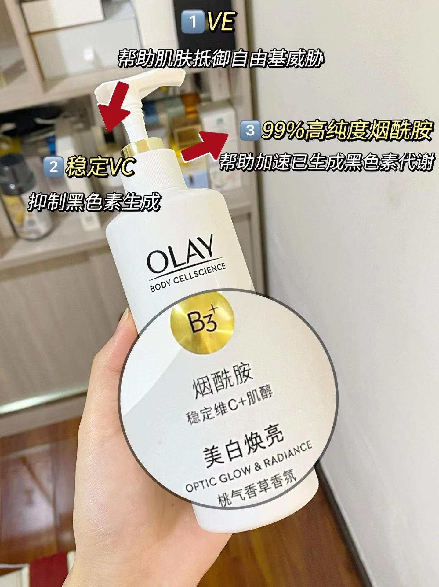 超白瓶透白牛奶肌！olay玉兰油烟酰胺亮白身体乳保湿滋润提亮肤色 - 图1