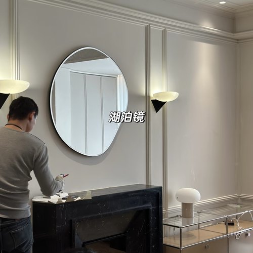 不规则壁挂装饰镜子白墙面异形镜ins家居镜不规则湖泊镜浴室镜 - 图2