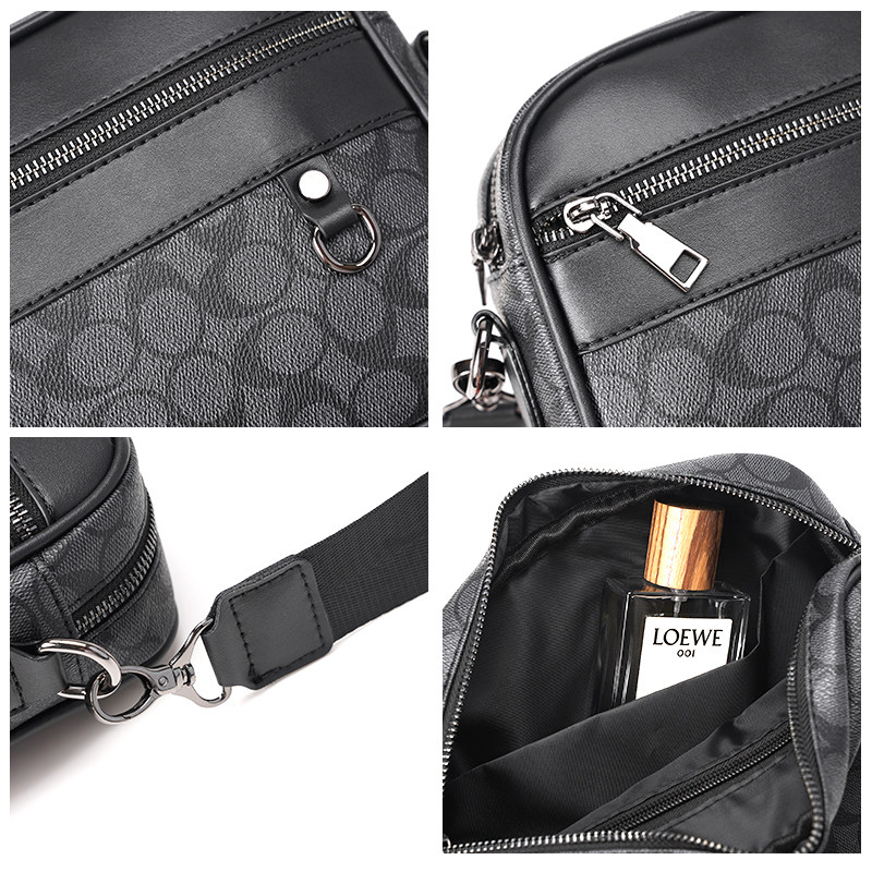 新款潮流男士休闲格子单肩包韩版皮质斜挎包潮牌时尚小方包小背包,淘宝优惠券,粉丝福利购,淘宝优惠卷