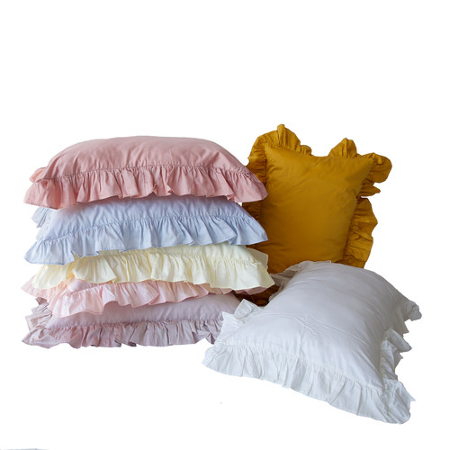 蜗牛塔｜手工抽褶荷叶边枕套 60支纯棉全棉贡缎花边木耳边枕套 - 图3