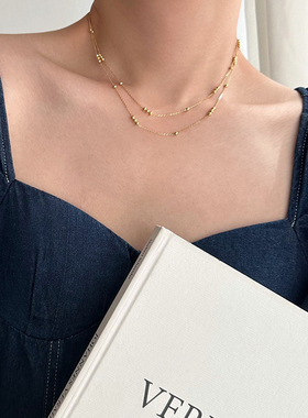 小串珠多层叠戴锁骨链