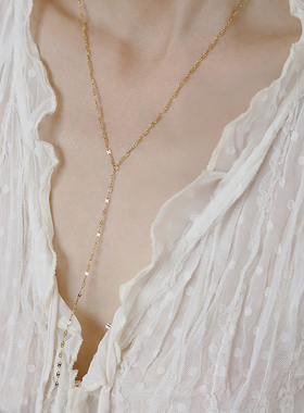 不褪色无吊坠素链裸链钛钢项链叠戴Y型显瘦锁骨链气质百搭