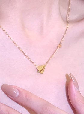 不褪色追梦纸飞机星星项链简约高级感气质锁骨链ins时尚毛衣链