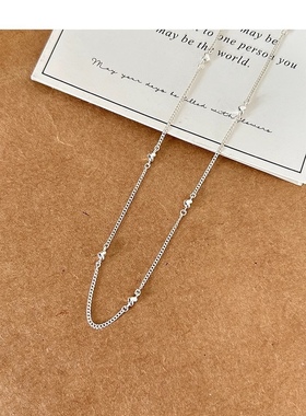 小众设计S925纯银拼接爱心项链女ins风百搭叠戴可爱