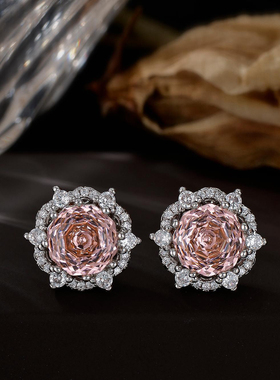 S925银针耳钉女简约百搭气质超闪锆石镶嵌高级感耳钉